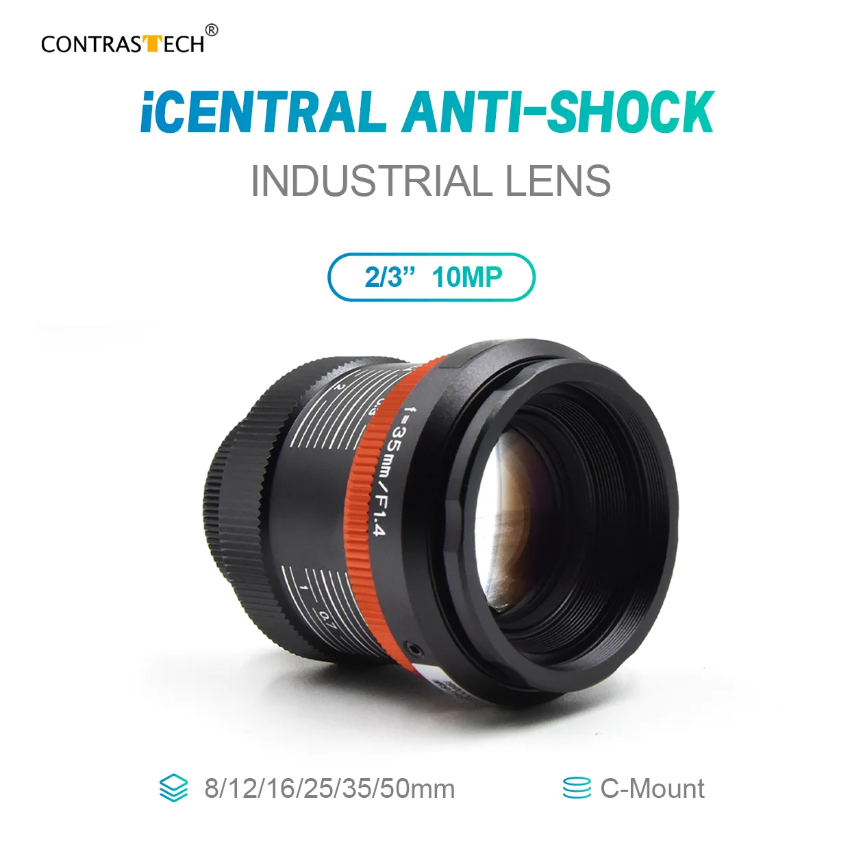 عدسة FA صناعية غير قابلة للصدمات 10 ميجابكسل 2/3 بوصة FL8mm 12 مللي متر 16 مللي متر عدسة إنفينيتي الصناعية للكشف عن عيوب التصوير الدقيق #1