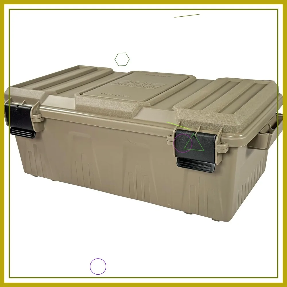 

Water-Resistant Ammo Storage Box, Stackable Utility Crate with Snap Latches, Heavy-Duty for Multi-Caliber Ammo