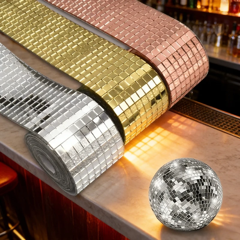 Espelhos Adesivos Removíveis em Mosaico: Mini Adesivos Quadrados para Parede, Decoração de Banheiro, Casa, Casamento, Festa, Bar e Bola de Discoteca DIY
