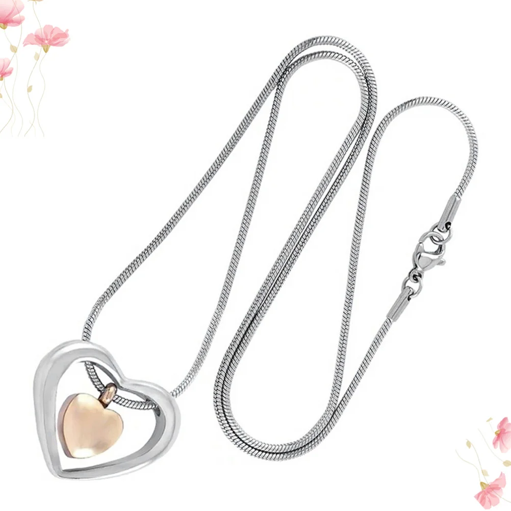 

Double Heart Pendant Necklace Openable Stainless Steel Urn For Ashes Memorial Keepsake Jewelry Gift Pet Cremation Heart Souvenir