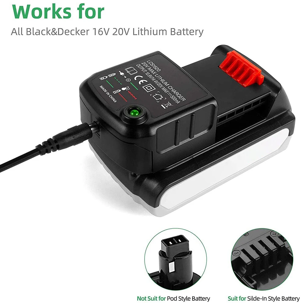 For Black&Decker Li-Ion Battery Charger 10.8V 14.4V 20V Serise LBXR20 LB20 LBX20 LBX4020 Electric Drill Screwdriver Tool Battery