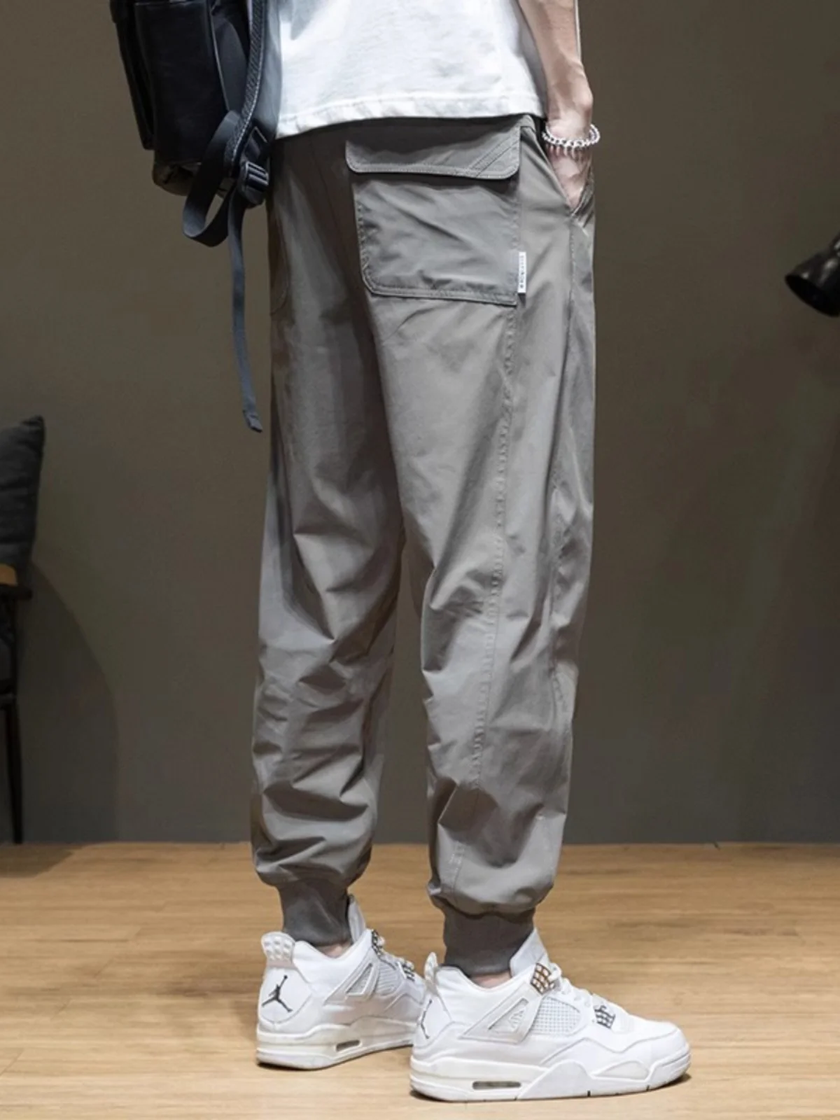 Ice Silk Men's Casual Pants Qui Dry Loose Fit Summer New Sle Sport Nine Points Long Trousers Youth Active Sle HK-05543