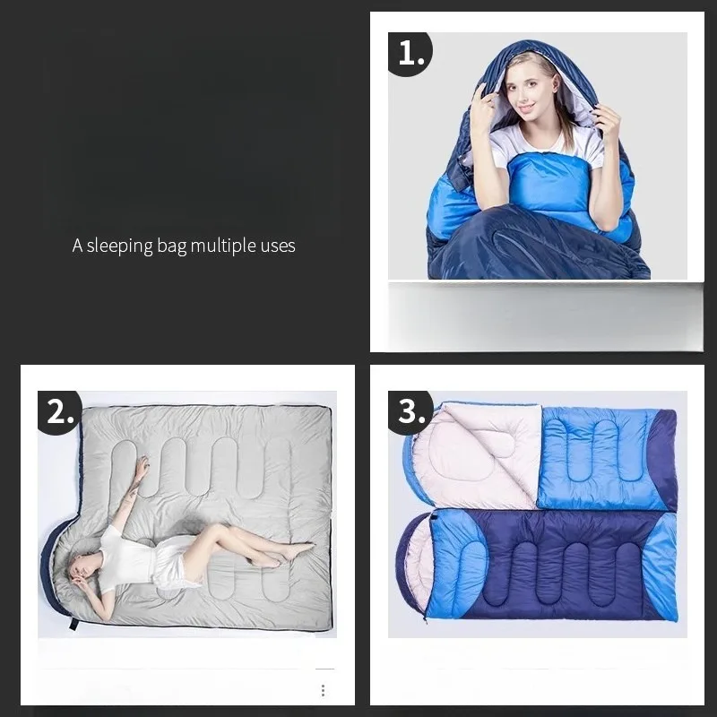 Erwachsenen-Schlafsack für Outdoor-Camping und Reisen, Schmutzabweisend, Doppelfunktion, Verdickter Winter-Schlafsack, Kälteschutz, Vier-Jahreszeiten-Campingdecke