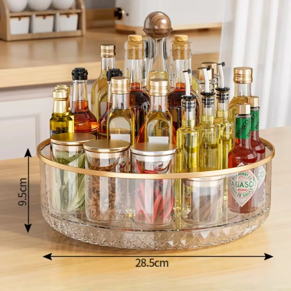

360° Rotating Spice Rack with Removable Base | Clear Plastic Turntable for Kitchen, Pantry Cosmetic & Refrigerator Organizing