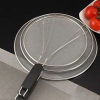 Stainless Steel Splatter Guard Oil Screens Circular Oil Splash Cover with Handle Used for Deep Frying and Cooking Kitchen Tools