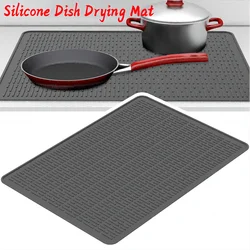 Silicone Dish Drying Mat Heat Resistant Dish Drainer Mat for Kitchen Counter Sink Refrigerator or Drawer liner Cooktop Protector