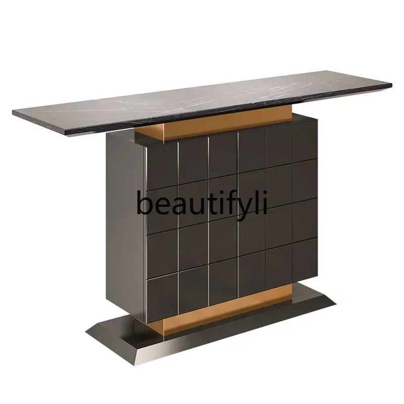 

Light luxury entrance table Entry door storage marble entrance table Entry door against the wall High-end strip case