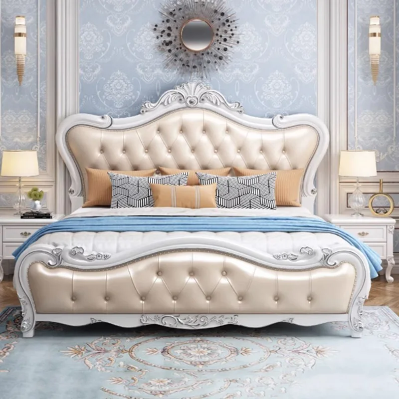 Sleeping European Double Bed Wood King High End Twin Frame Double Bed Gray Headboard Letti Matrimoniali Bedroom Furniture