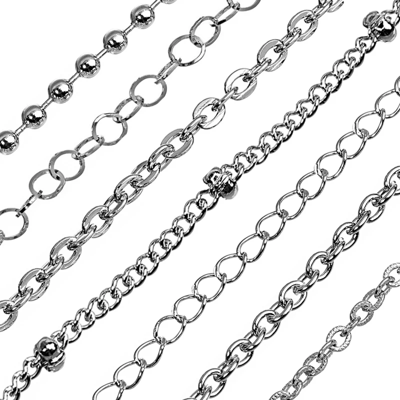 1-10yards Stainless Steel Chains For Jewelry Making Cross Chain Ball O Chain Link Connectors Diy Necklace Bracelets Finding