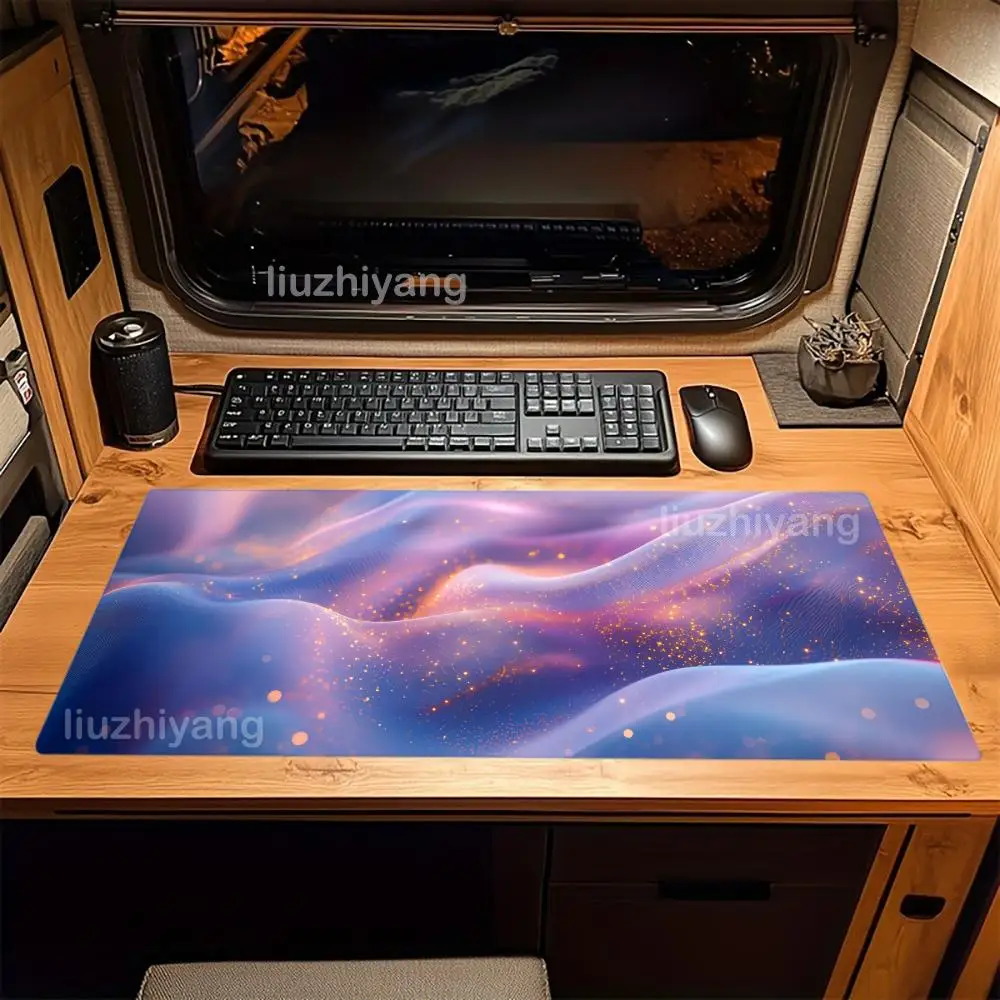 Abstract Silk Waves Mouse Pad Large Computer Office Game Table Mat XXL Rubber Anti-slip Stitch Edge Keyboard Mats Long Desk Pads