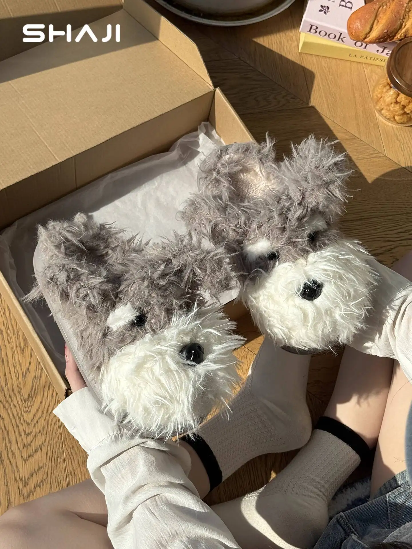 

Women's Cute Puppy Home Slippers 2025 Winter New Puppy Cotton Slippers Cute Furry Warm Non Slip Indoor Household Slippers