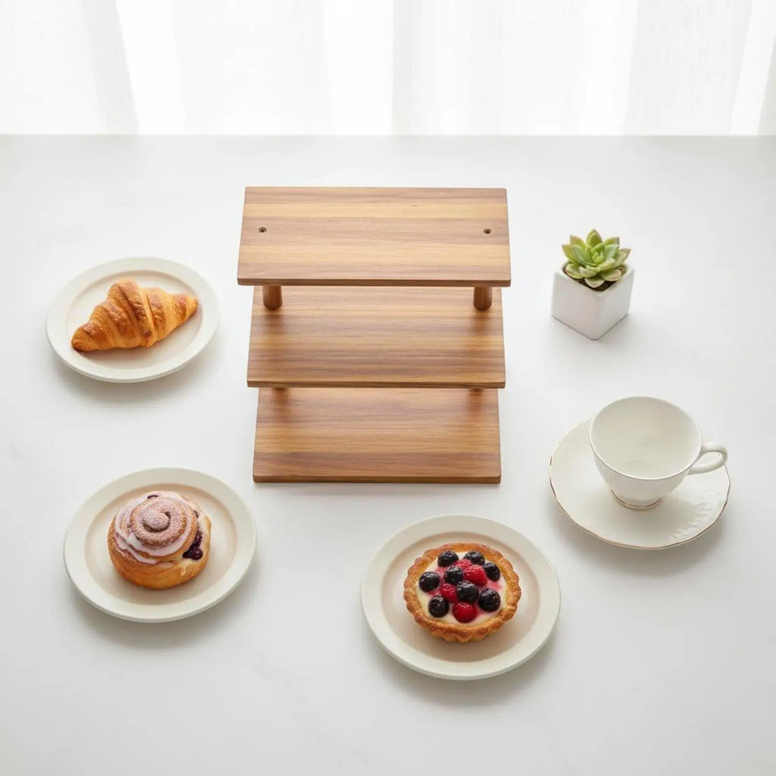 Kitchen Table Shelf Decorative Wooden Display Rack for Room Decoration Shelf and Home Serving Buffet Presentation