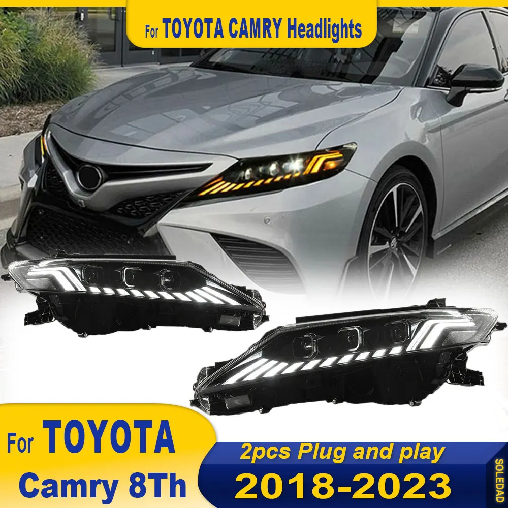 Car Styling HeadLamp for Toyota Camry 2018 2019 2020-2023 LED headlight DRL projector lens dynamic turn signal Auto Accessories