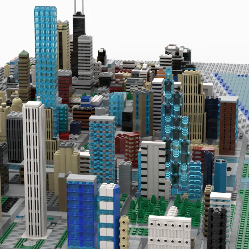 ของเล่นประกอบโมเดล MOC - โมเดลจำลองเมืองชิคาโก 13,935 ชิ้น - ของเล่นประกอบสร้างสรรค์ - ของขวัญวันหยุดที่ยากต่อการประกอบ