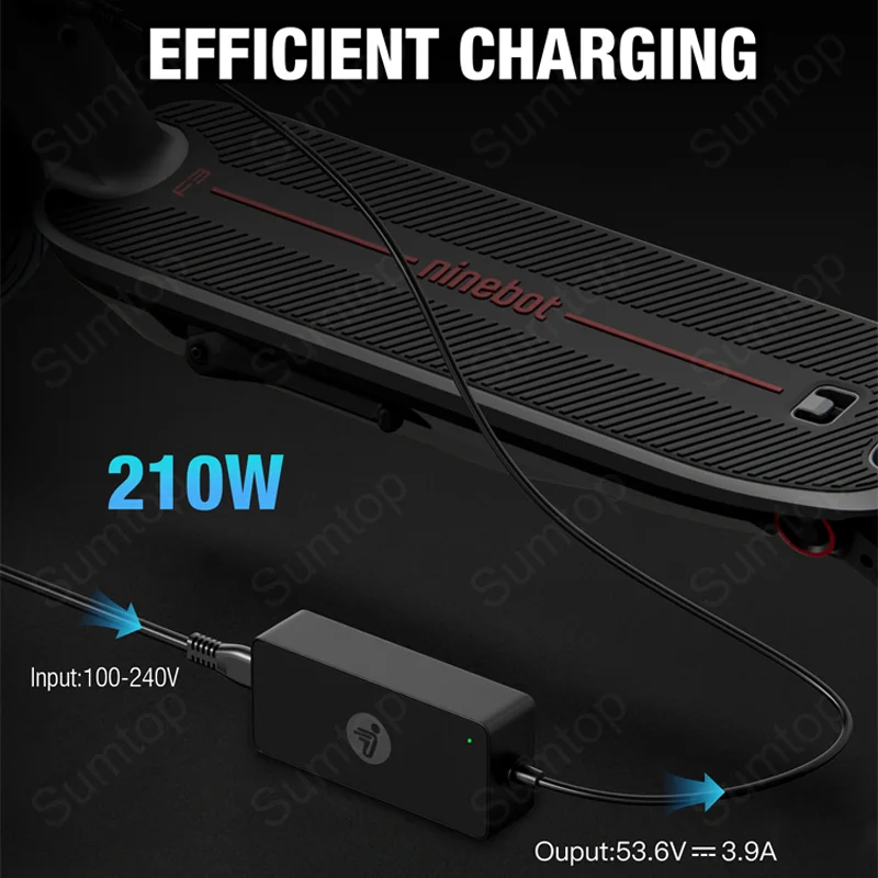 شاحن سريع أصلي 53.6 فولت 3.9 أمبير لـ Ninebot بواسطة Segway ZT3 Pro/GT3/F3/F3 Pro/G3 E-سكوتر 210 وات شاحن طاقة بطارية ليثيوم أيون