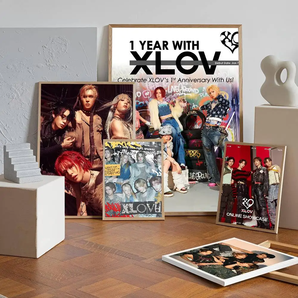 1pc Popular K-pop Group X-XLov Movie Sticky Posters Retro Kraft Paper Sticker DIY Room Bar Cafe Aesthetic Art Wall Painting