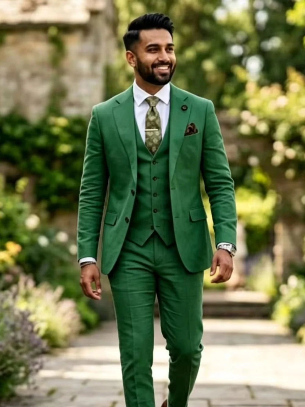 New Linen Men's Suits 3 Pieces Summer Beach Wedding Outfit Casual Breathable Notched Lapel Slim Fit Tuxedo For Birthday Party