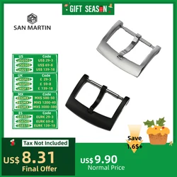 San Martin Watch Band Buckle 18mm Men Watchband Strap Silver Bronze 316L Stainless Steel Clasp Accessories For 62MAS 007 Watch