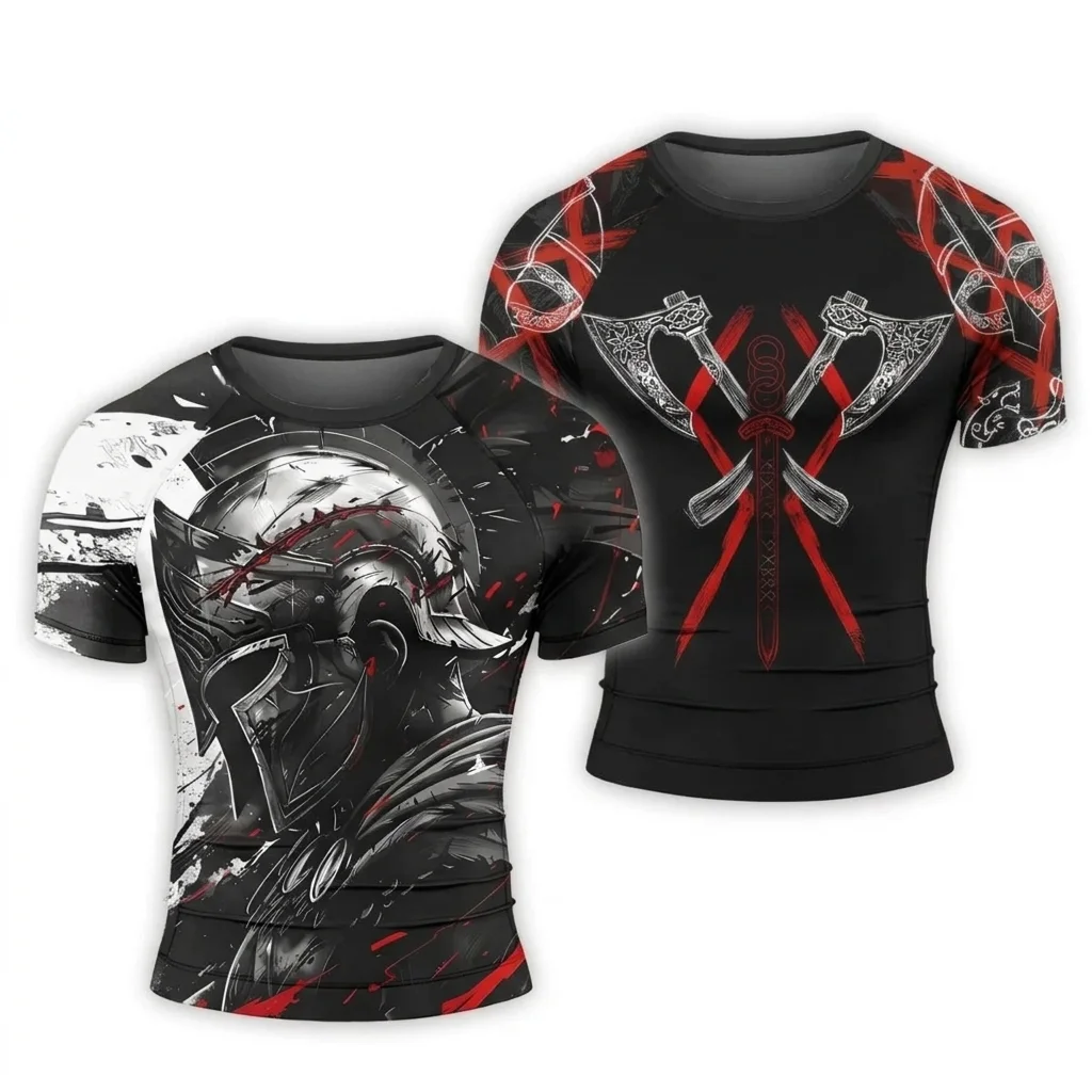 Spartan Warrior Viking 3D Printed T-shirt Men Nordic Mythology Graphic Tee Summer Gym Fitness Streetwear HipHop Harajuku Fashion