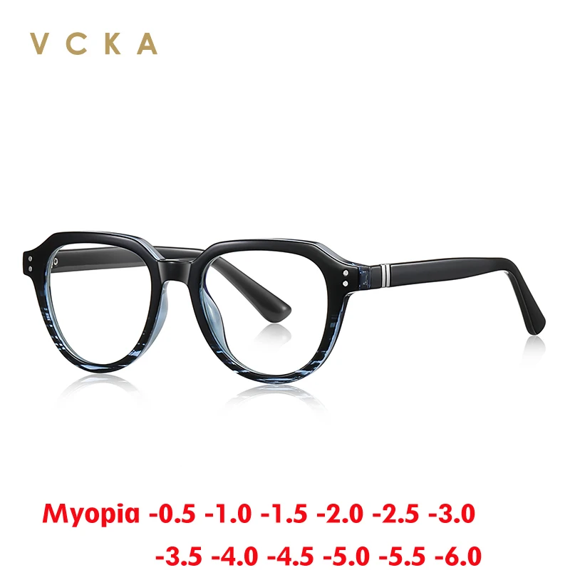 

VCKA классические очки для близорукости, оправа, модные мужские дизайнерские женские очки с защитой от синего света, индивидуальная оптика по рецепту, очки от -0,50 до -6,0