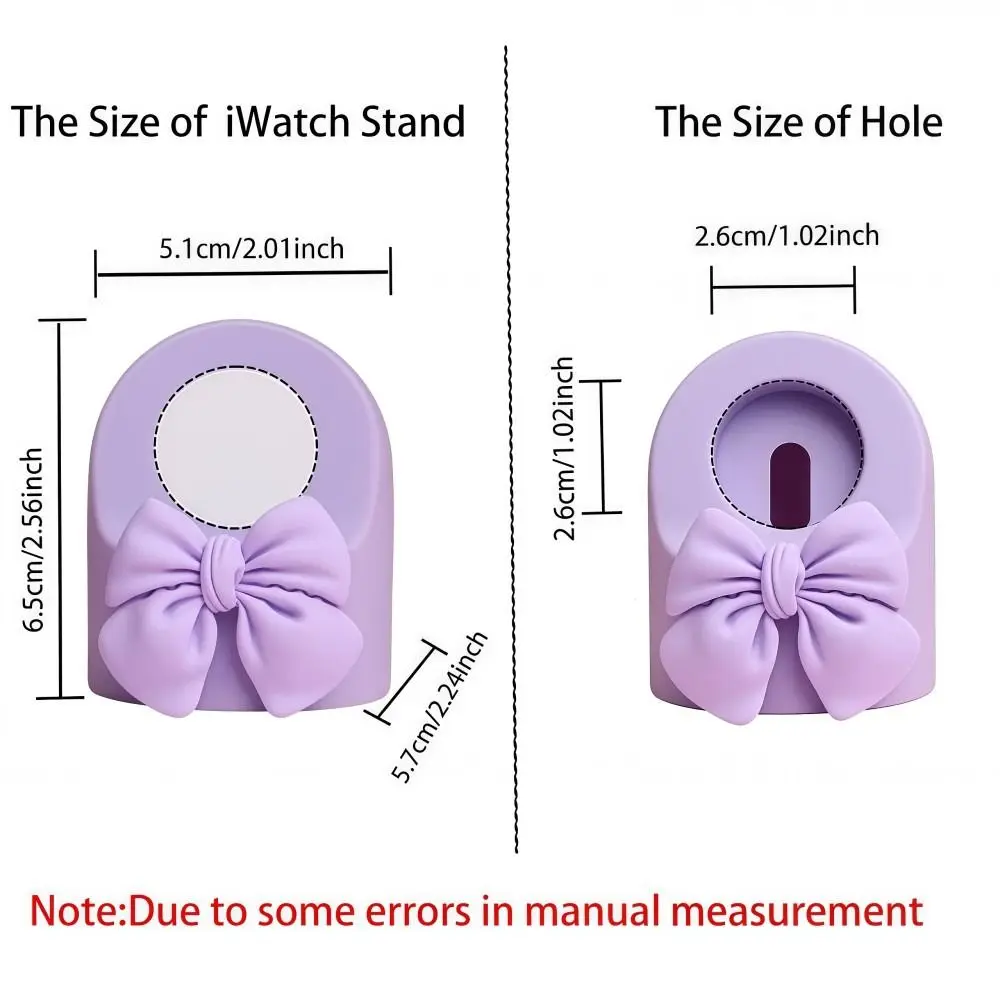 Bow Smart Watch Charger Stand Anti-slip Shockproof Watch Charging Dock Silicone Portable Watch Desktop Stand for Apple Watch
