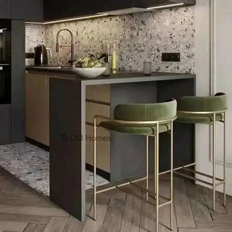 IJzeren stoelen Meubilair Nordic Bar Keuken Smeedijzeren Moderne Minimalistische Hoge Barkruk Creatieve Designer Cafe Terug Armleuning Barstoelen