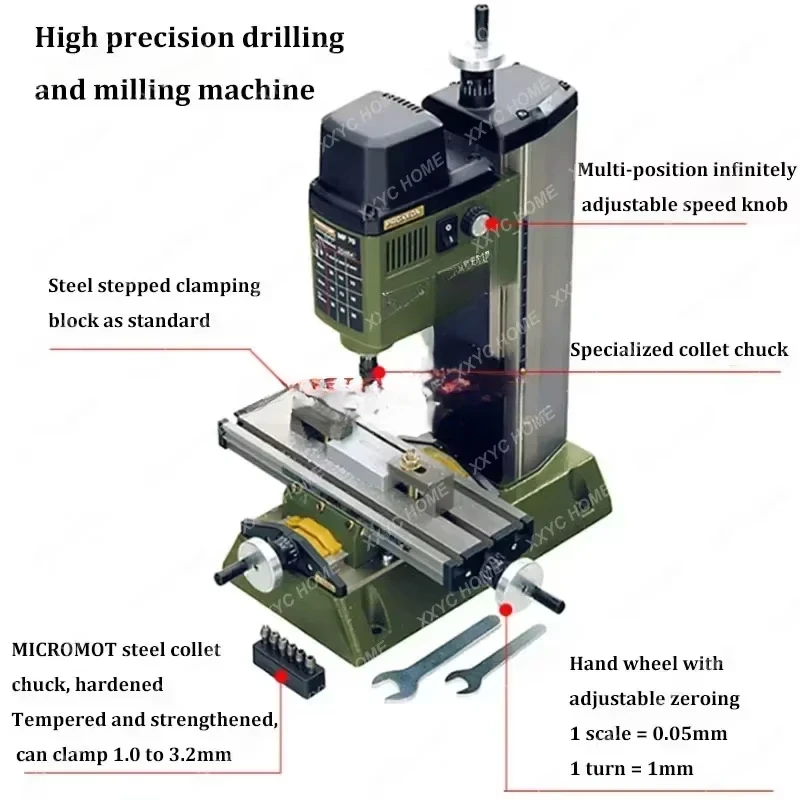 220V 100W PROXXON Mini Milling Machine MF70 Bench Driller Woodworking Lathe