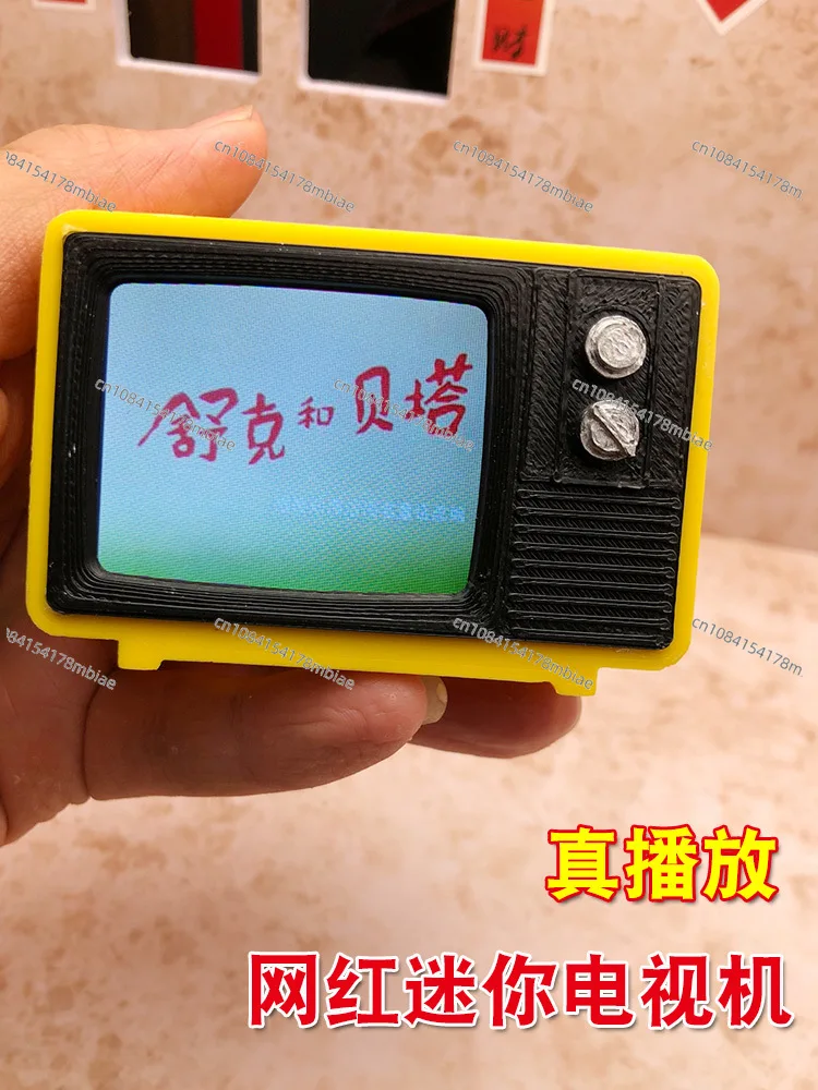 Mini Kitchen Miniature TV Can Really Watch and Play Children's Food and Play House Toys Retro Gifts