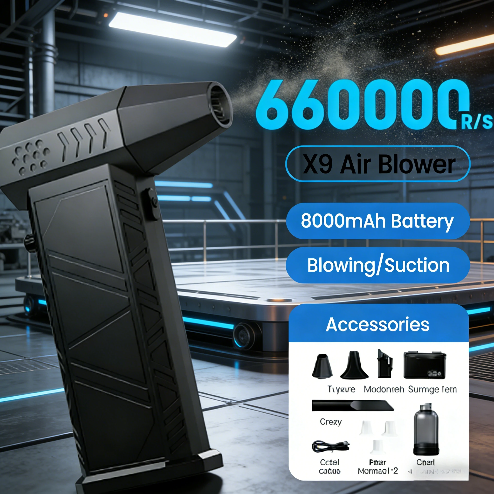 

X9 2-in-1 Vacuum Blower | 660K RPM Brushless Motor, Portable for PC/Car/Home