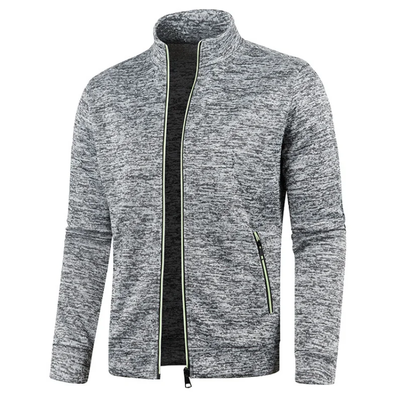 Sudadera con cremallera y cuello levantado para hombre, chaquetas de primavera, suéter con cremallera, Top con múltiples bolsillos para exteriores,