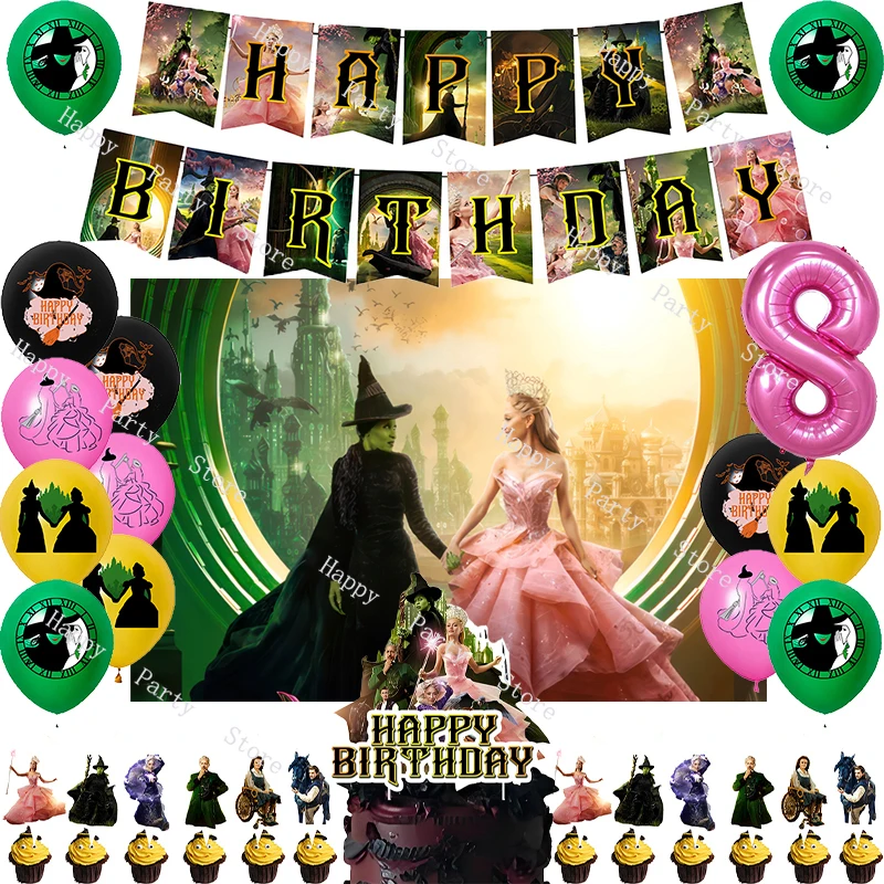 Wicked Birthday Party Decoration Wicked According Options Balloon Backdrop Cake Topper Birthday Party Supplies