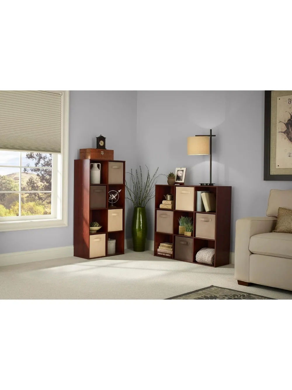 منظم أرفف تخزين مكون من 8 مكعبات، رف كتب قابل للتكديس للمكتب المنزلي، وحدة تخزين مكعبة خشبية سهلة التجميع #2