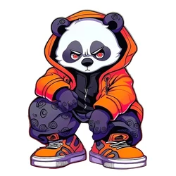Cool and Fun Anime Panda Car Window Sticker Motorcycle Bumper Reflective Waterproof Sticker Decal