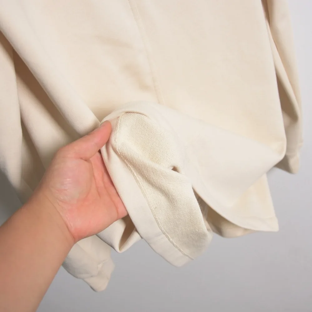 RO Ivory White Hooded Sweatshirt Men's Loose Top Street Shot Autumn and Winter Casual Jacket Long Sleeved Hoodies Sweatshirts