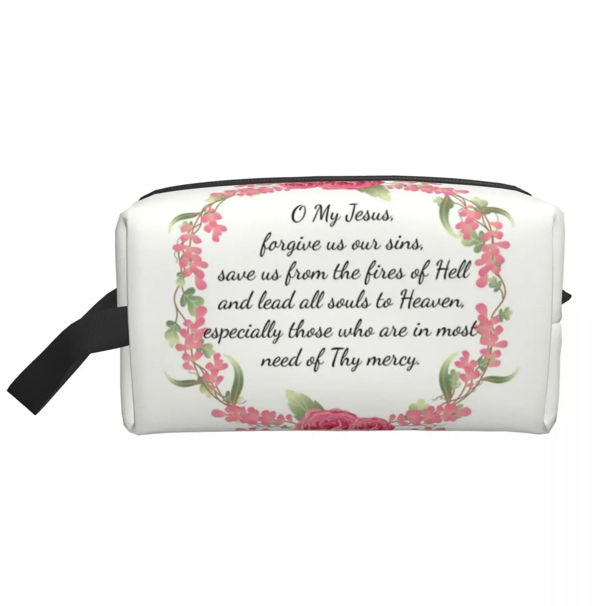 Fatima Prayer Cosmetic Bag Women Cute Big Capacity Christ Jesus God Makeup Case Beauty Storage Toiletry Bags