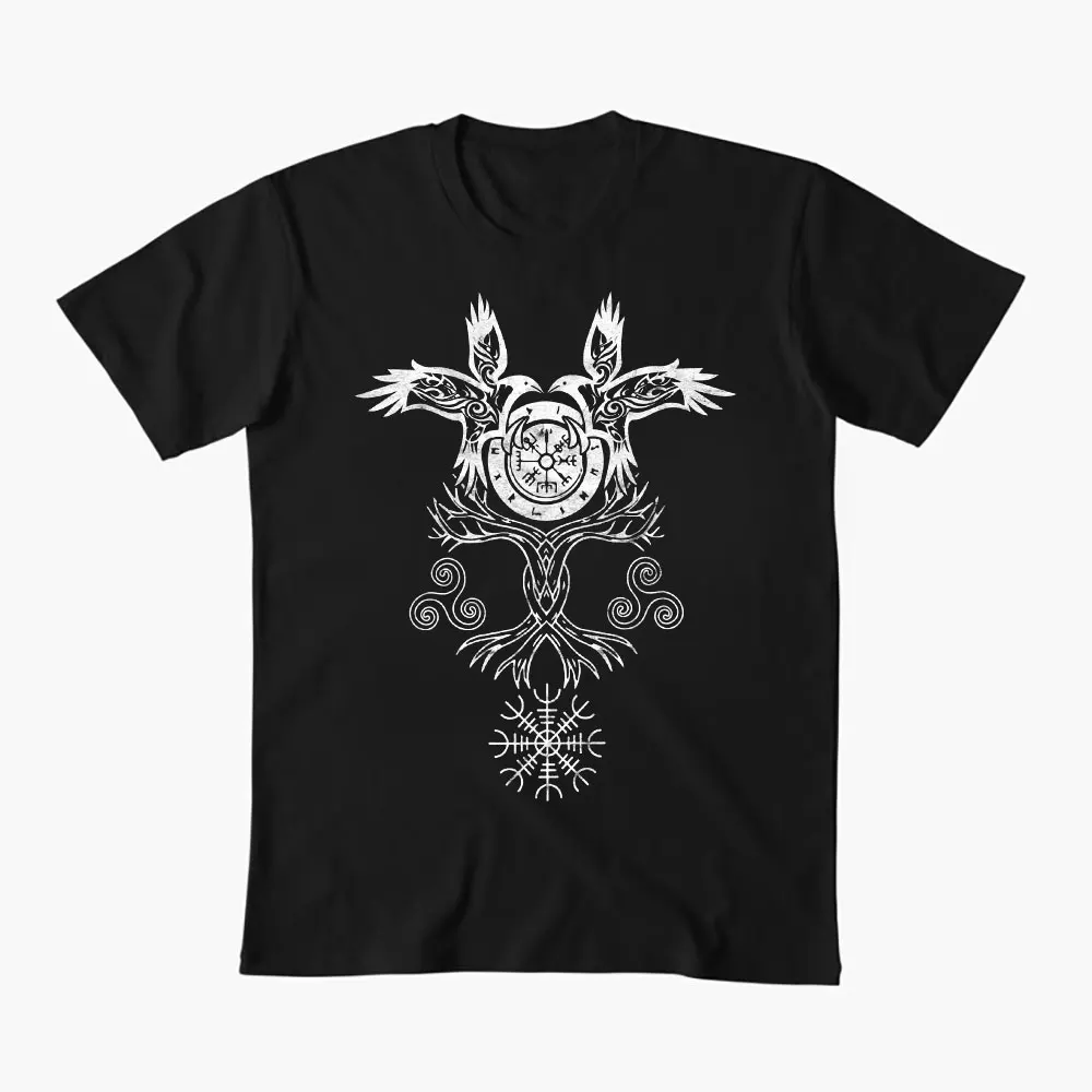 

Viking Celtic Huginn Muninn Odin s Ravens Vikings Gift t shirt Norse Myths Graphic clothes 100% cotton All size tops S-6XL
