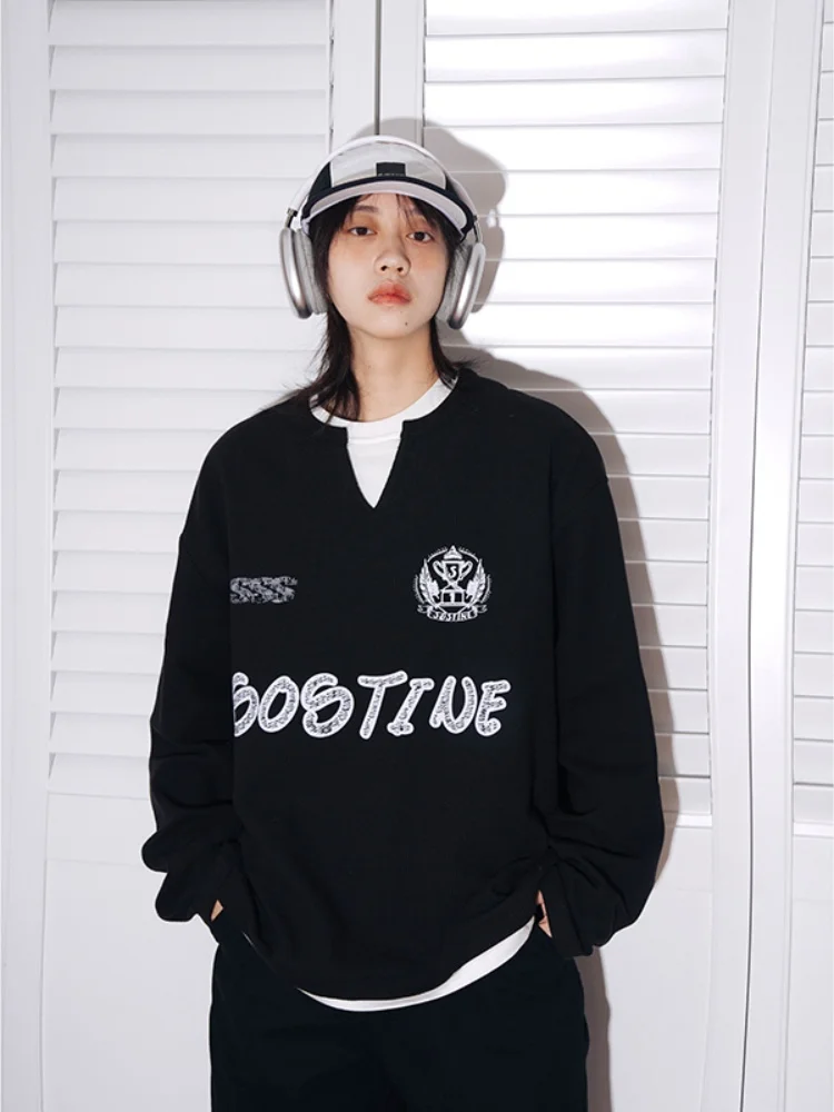 

American Retro round Ne Sweatirt Printed Sportswear for Boys Autumn Spring Casual Loose Fit Comfortable Youth Faion