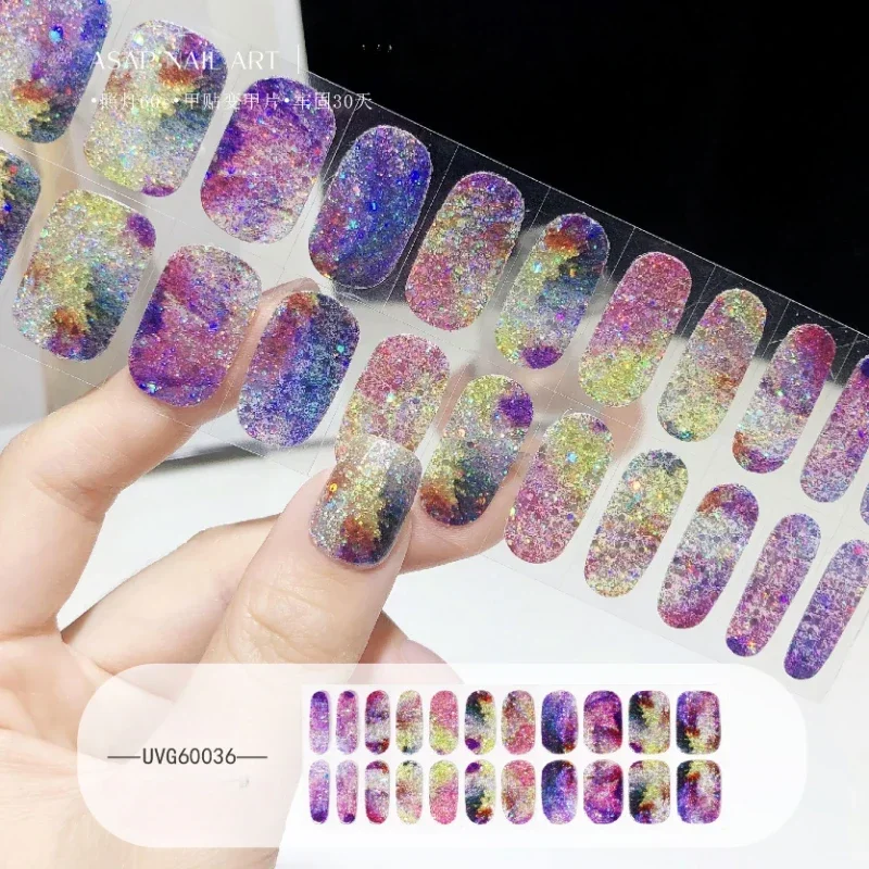 16/18/20Tips French Gel Nail Strips Patch Sliders Adhesive Long Lasting Gel Nail Stcikers UV Lamp Need Figures for Manicure