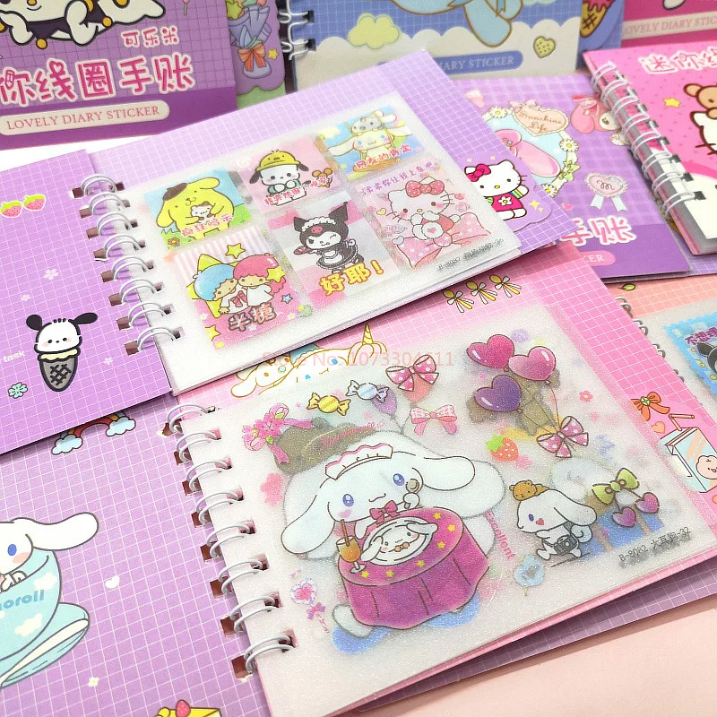 Imagem -06 - Sanrio Cinnamoroll Olá Kitty Kuromi Bonito dos Desenhos Animados Adesivo Livro de Bobina Adesivo de Bolso Pequenos Presentes Papelaria para Meninas Atacado 40 Pcs