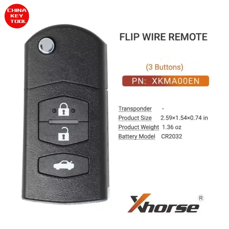 

1PCS Xhorse Wire Flip Remote For Mazda Style 3 Buttons XKMA00EN