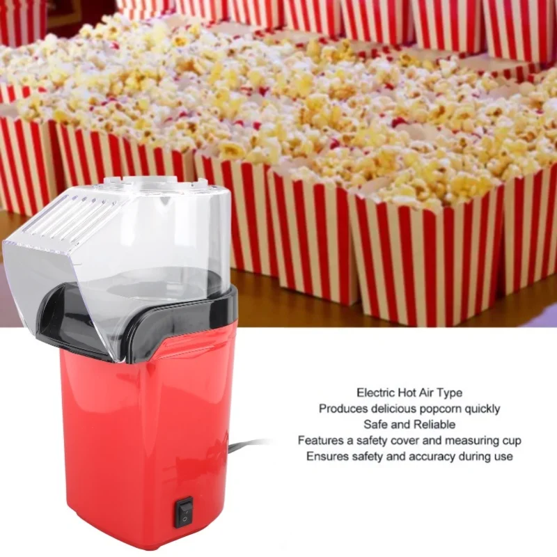 1200W Electric Hot Air Popcorn Maker Oil-Free Fast Popping One-Touch Operation Home Use Popcorn Machine for Movie Night