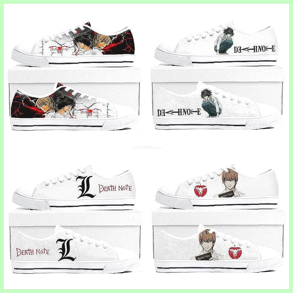 

Custom Anime Death Note Canvas Shoes L Lawliet Design Lace-Up Sneakers for Adults