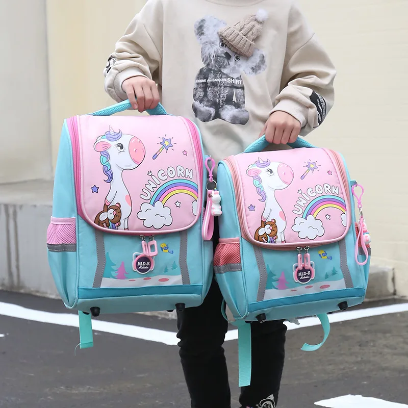 Ransel Anak Tahan Air Pelangi Unicorn Lucu - Tas Sekolah Dasar Desain Dinosaurus Hewan Kartun untuk Anak TK