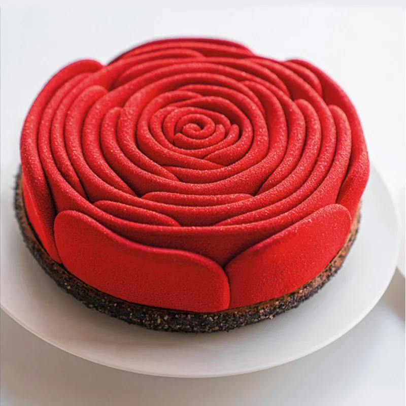 

Rose Flower Shape Silicone Cake Mold 15cm French Dessert Mousse Pan