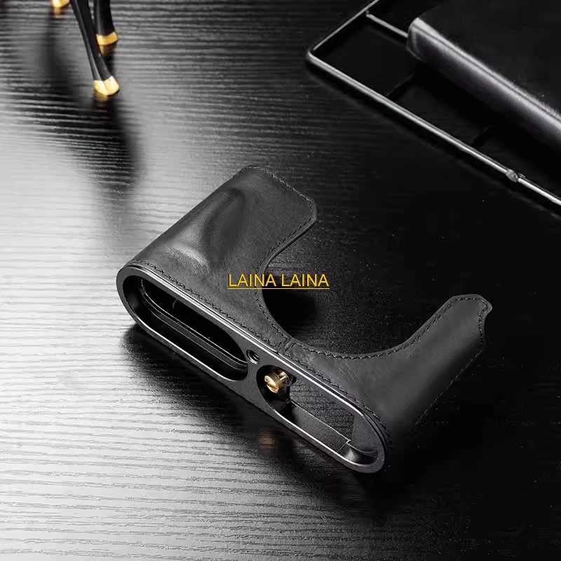 

handwork Camera Genuine leather cowhide Bag Body BOX Case For leica Q3 Q-3 handle Protective sleeve metal base