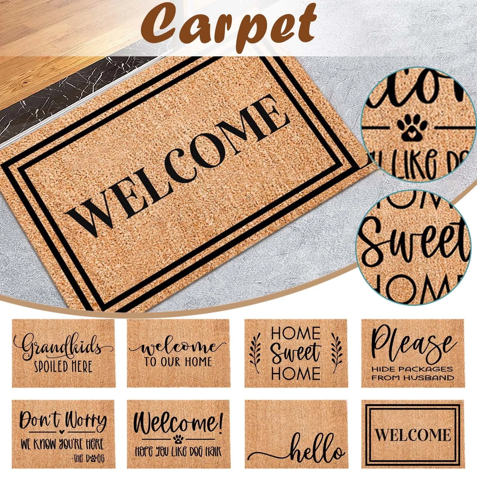 

Technical Cloth Front Door Absorbent Non-Slip Carpet Bathroom Foyer Letter Printed Floor Mat Minimalist Letter Absorbent Carpet