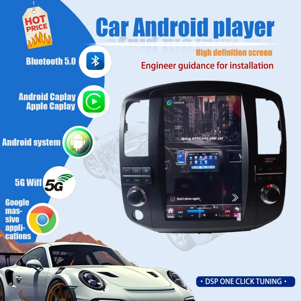 

12.8inch Android13.0 Vertical Screen For Nissan Pathfinder R51 Navara 2006-2012 DSP Carplay GPS Navi Stereo Car Radio Head Unit