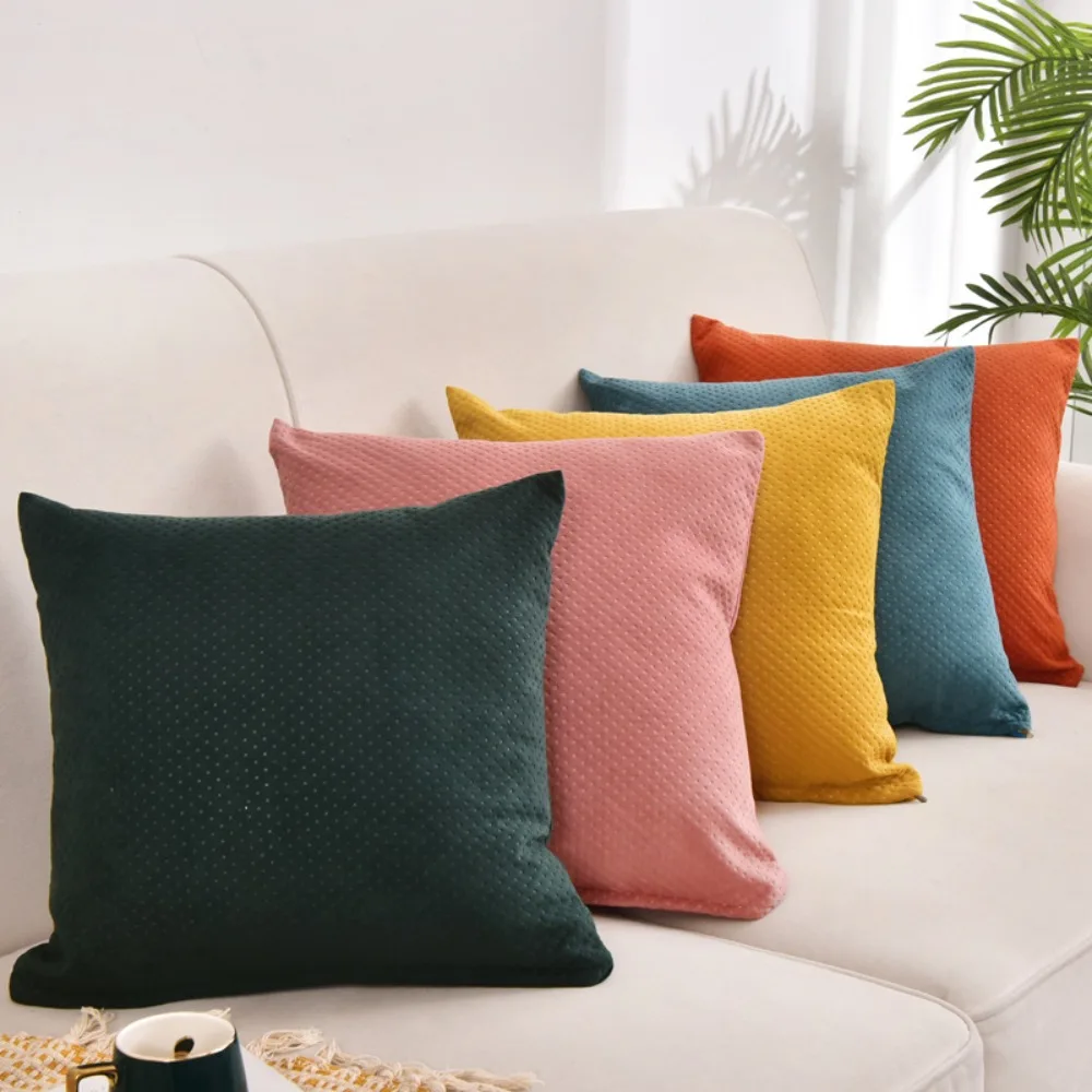 CIFBUY Modern Nordic Flannel Cushion Cover 18x18 Inch Solid Color Decorative Throw Pillow Case for Sofa Room Home Decor
