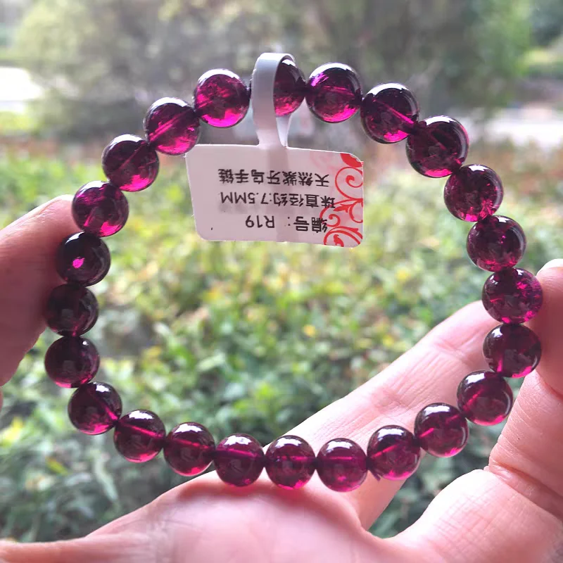 

Натуральный фиолетовый красный гранат кварцевые бусины браслет для женщин и мужчин прозрачные круглые бусины фиолетовый гранат браслет 7 мм 8 мм 9 мм AAAAAA
