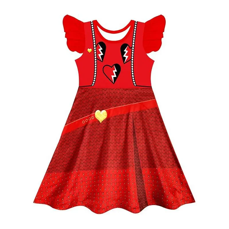 2024 크로스 보더 뉴 디센던트 4 레드 퀸즈 라이즈 걸스 드레스 레드 무대 공연 의상@0Z*